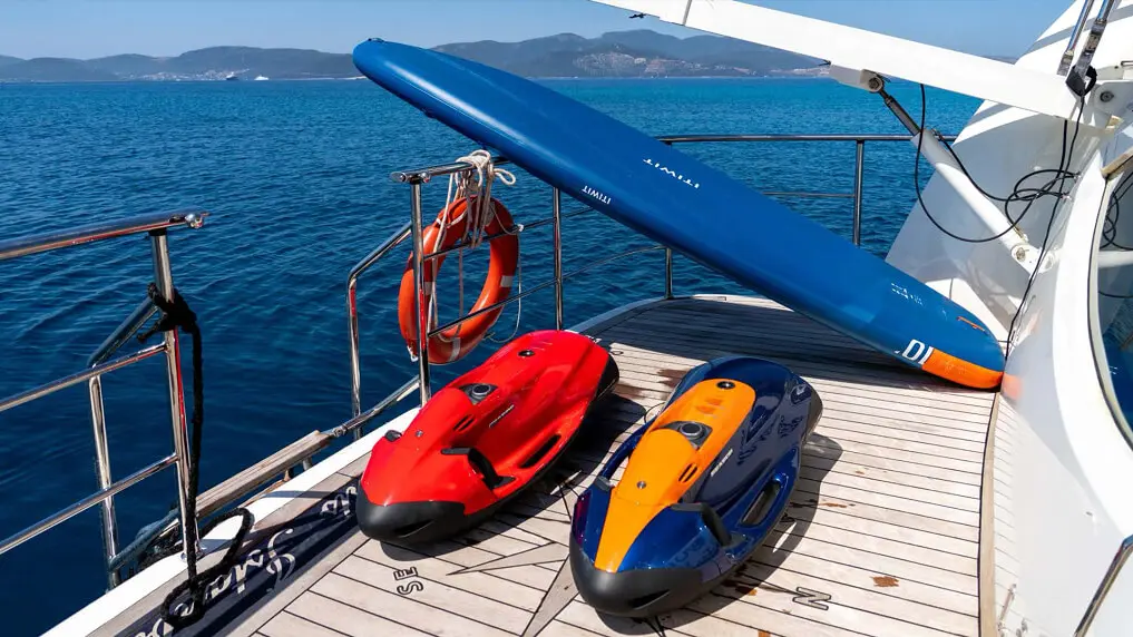 Water activities and entertainment during a private yacht party