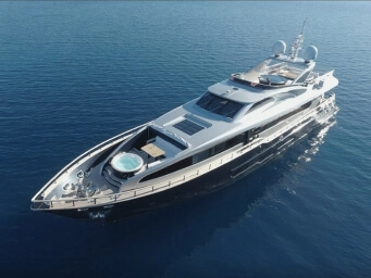 Luxury superyacht rental in Gocek, Turkey featuring a private jacuzzi, spacious sun deck and exclusive yacht charter experience